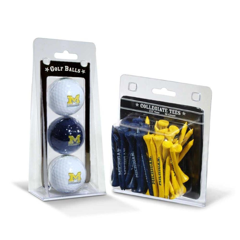 Team Golf NCAA Michigan Wolverines 3 Golf Balls And 50 Golf Tees Logo Imprinted Golf Balls (3 Count) & 2-3/4" Regulation Golf Tees (50 Count), Multi Colored