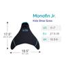 Fin Fun Mermaid Monofin - Swim Fin for Kids Ages 6-11 - Swimming Flipper with Comfortable Foot Pockets - Snorkel & Water Accessory Made w/ Dive-Grade Neoprene - (Blue Trim Black, Junior) view 2