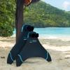 Fin Fun Mermaid Monofin - Swim Fin for Kids Ages 6-11 - Swimming Flipper with Comfortable Foot Pockets - Snorkel & Water Accessory Made w/ Dive-Grade Neoprene - (Blue Trim Black, Junior) view 3