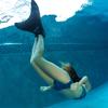 Fin Fun Mermaid Monofin - Swim Fin for Kids Ages 6-11 - Swimming Flipper with Comfortable Foot Pockets - Snorkel & Water Accessory Made w/ Dive-Grade Neoprene - (Blue Trim Black, Junior) view 4