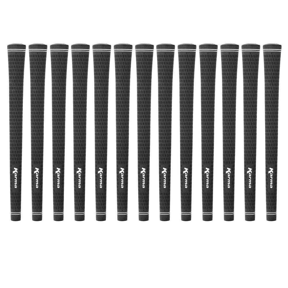 Karma Velour Black Midsize Golf Grips 13 Pack, +1/32 Oversize Rubber Velvet Style Replacement Golf Club Grips for Men