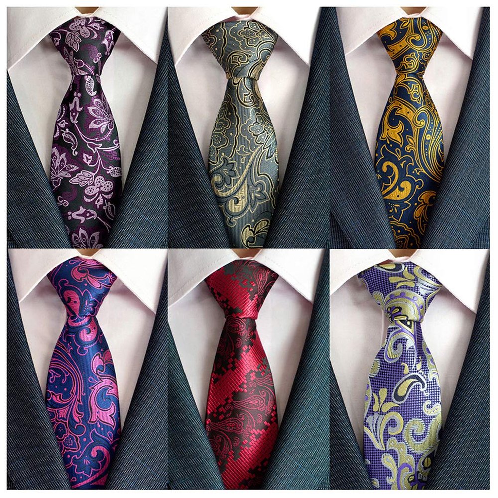 Adulove Men's Necktie Classic Silk Tie Woven Jacquard Neck Ties 6 PCS