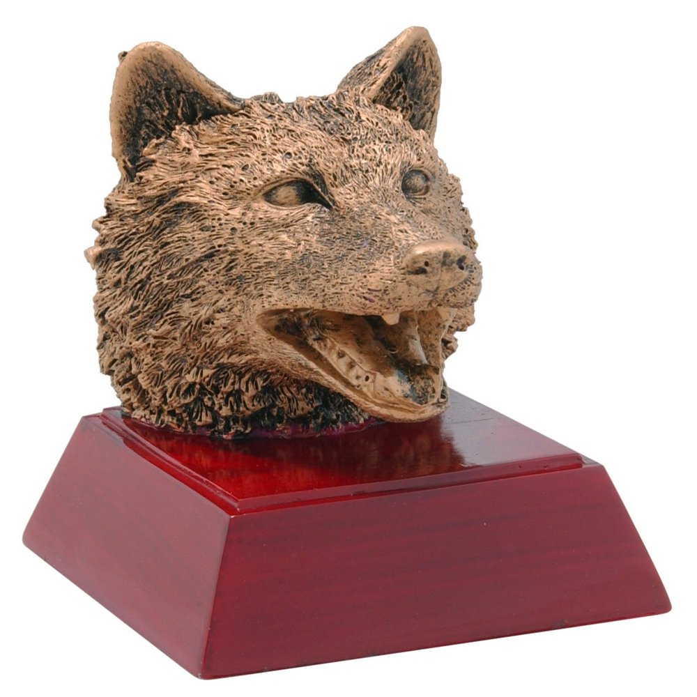 Decade Awards Wolf Trophy - 4 Inch Tall | Engraved Wolf Mascot Award - Customize Now