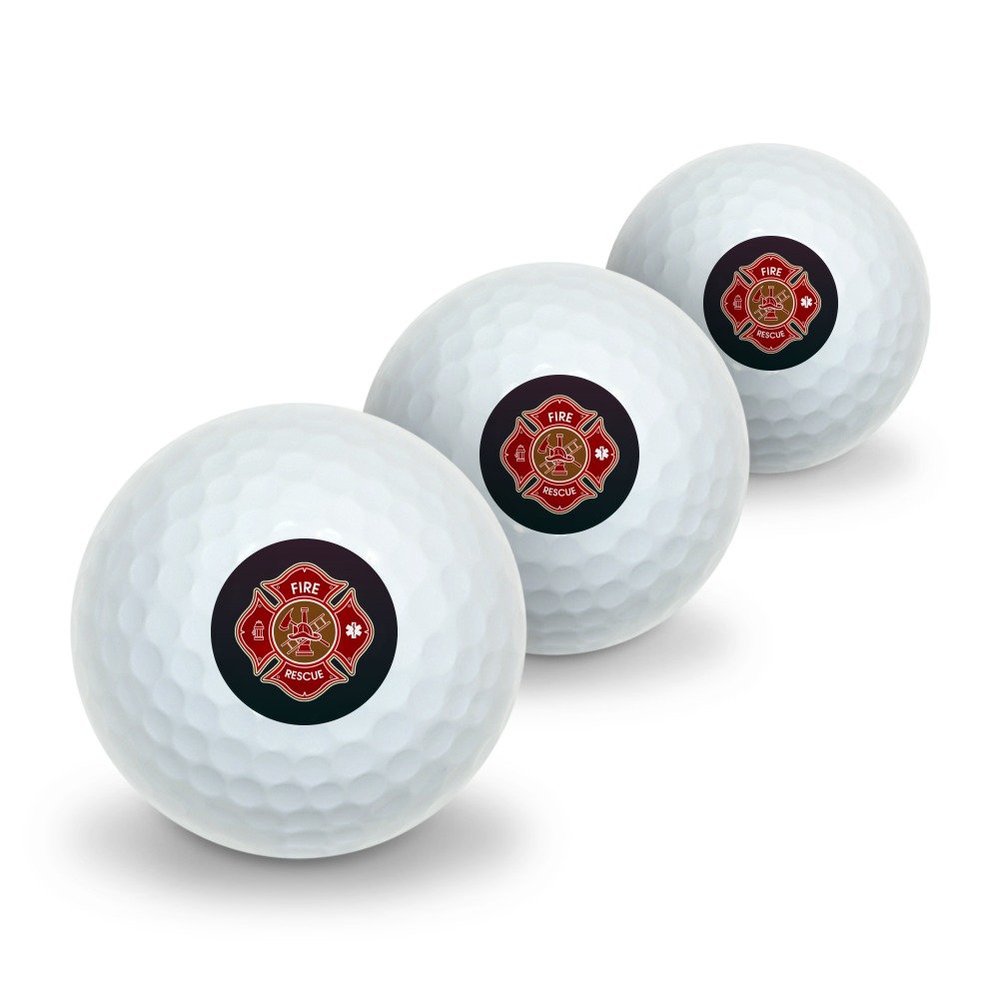 GRAPHICS & MORE Firefighter Fire Rescue Maltese Cross Novelty Golf Balls 3 Pack