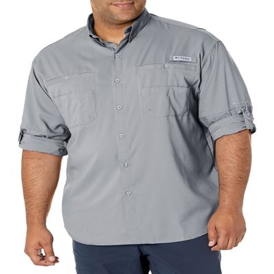Columbia Mens PFG Tamiami Long Sleeve Fishing Shirt, Cool Grey, X-Large
