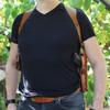 Premium Leather Vertical Shoulder Holster System with Double Magazine Carrier for para Ordnance 1911 Without Rail 5''BBL, Right Hand Draw, Brown Color #5009# view 3