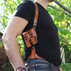 Premium Leather Vertical Shoulder Holster System with Double Magazine Carrier for para Ordnance 1911 Without Rail 5''BBL, Right Hand Draw, Brown Color #5009# view 4