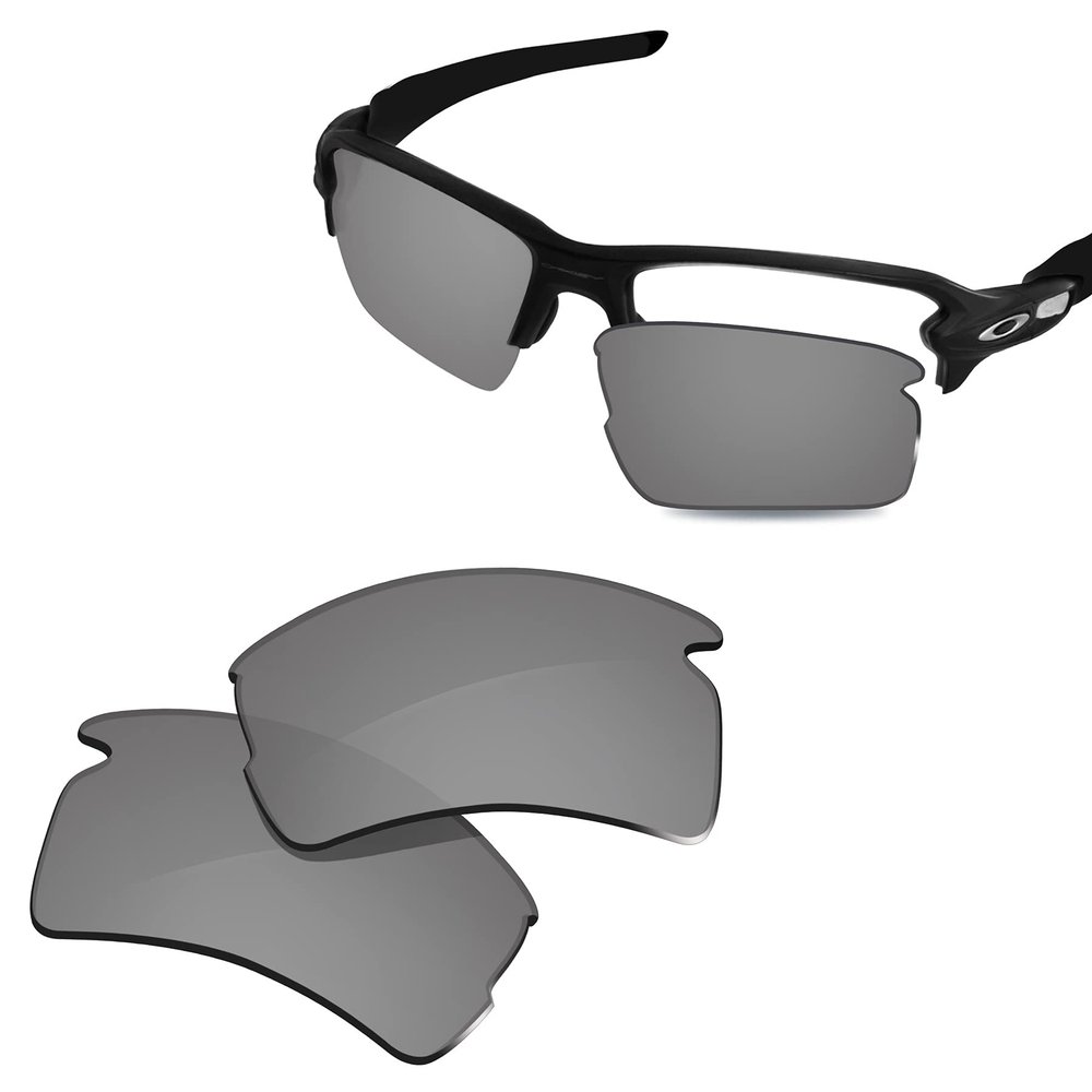Glintbay 100% Precise-Fit Replacement Sunglass Lenses for Oakley Flak 2.0 XL OO9188 - Polarized Metallic Silver Mirror
