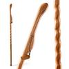 Brazos Handcrafted Wood Walking Stick, Twisted Oak, Hitchhiker Style Handle, for Men & Women, Made in the USA, Tan, 58" view 1