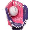 Rawlings | PLAYERS Series T-Ball & Youth Baseball Glove | Right Hand Throw | 9" | Pink/Purple with Ball view 1