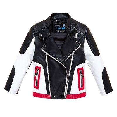 BUDERMMY Boys Leather Motorcycle Pilot Jackets Toddler Coats (9-10 Years, Black/White)
