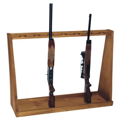 Seven-Gun Wooden Standing Floor Gun Display Rack. Fits Long Guns - Rifles or Shotguns, by Evans Sports