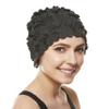 Latex Swim Cap - Women Stylish Swimming Cap Great for Ladies, Perfect to Keep Hair Dry - Suitable for Long Hair - Flowal Petal Vintage Style - Black view 1