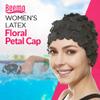 Latex Swim Cap - Women Stylish Swimming Cap Great for Ladies, Perfect to Keep Hair Dry - Suitable for Long Hair - Flowal Petal Vintage Style - Black view 2