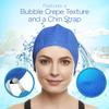 Latex Swim Cap - Women Stylish Swimming Cap Great for Ladies, Perfect to Keep Hair Dry - Suitable for Long Hair - Bubble Crepe with Chin Strap - Hot Pink view 4