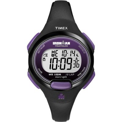 Timex Women's Ironman Triathlon Essential 10 34mm Watch Black & Purple Case with Black Resin Strap
