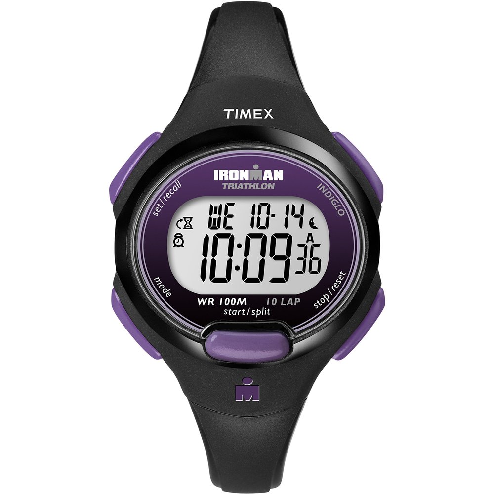 Timex Women's Ironman Triathlon Essential 10 34mm Watch Black & Purple Case with Black Resin Strap