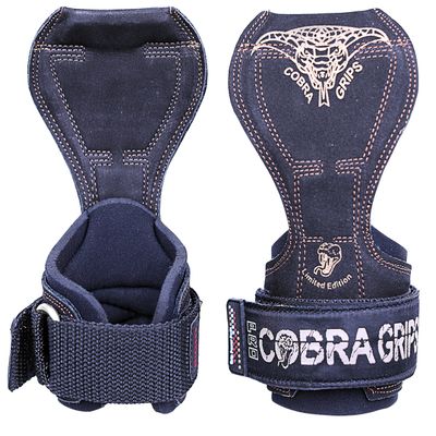 Cobra Grips PRO Weight Lifting Gloves with Wrist Wraps  Heavy Duty Strap Alternative to Power Lifting Hooks for Deadlifts & Bodybuilding, PRO Black Leather
