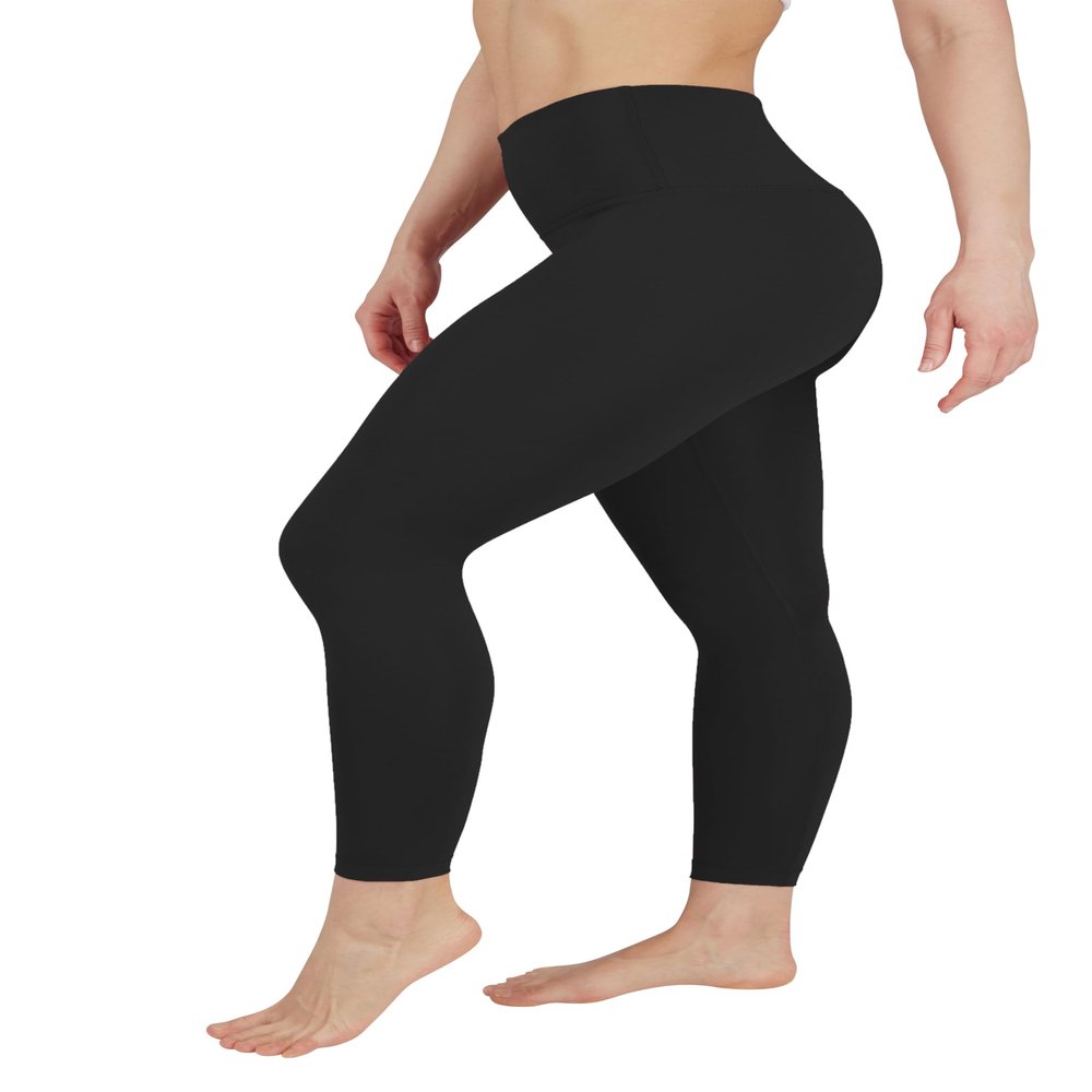 Yogalicious High Waist Ultra Soft Lightweight Leggings - High Rise Yoga Pants - Black Nude Tech 28" - Medium