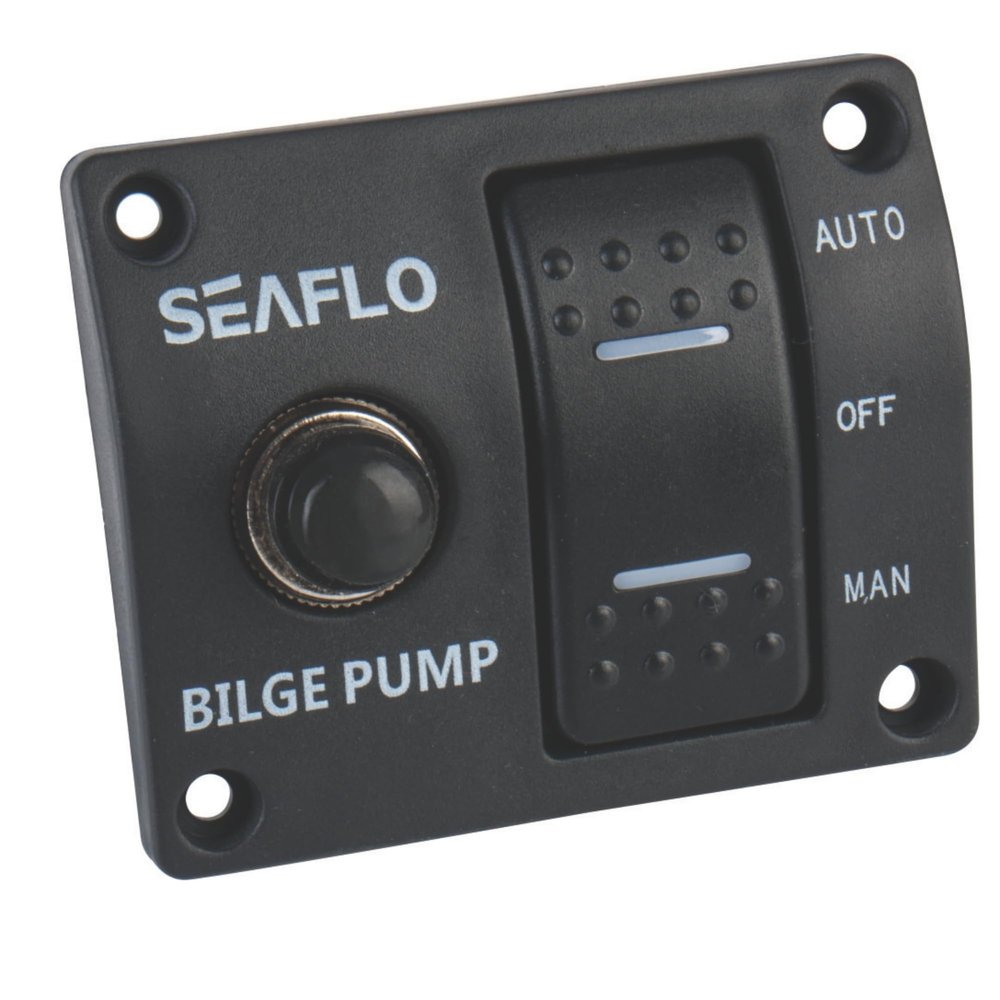 SEAFLO 3-Way Bilge Pump Switch Panel (Automatic-Off-Manual) 12v 24v w/Built-In 15A Circuit Breaker