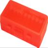 MTM P50-9M-29 Ammo Box 50 Round Flip-Top | Fits 380 ACP & 9MM Cal | Made of Polypropylene | Stackable, Snap Lock Latch | USA Made | Clear Red view 1