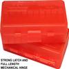 MTM P50-9M-29 Ammo Box 50 Round Flip-Top | Fits 380 ACP & 9MM Cal | Made of Polypropylene | Stackable, Snap Lock Latch | USA Made | Clear Red view 3