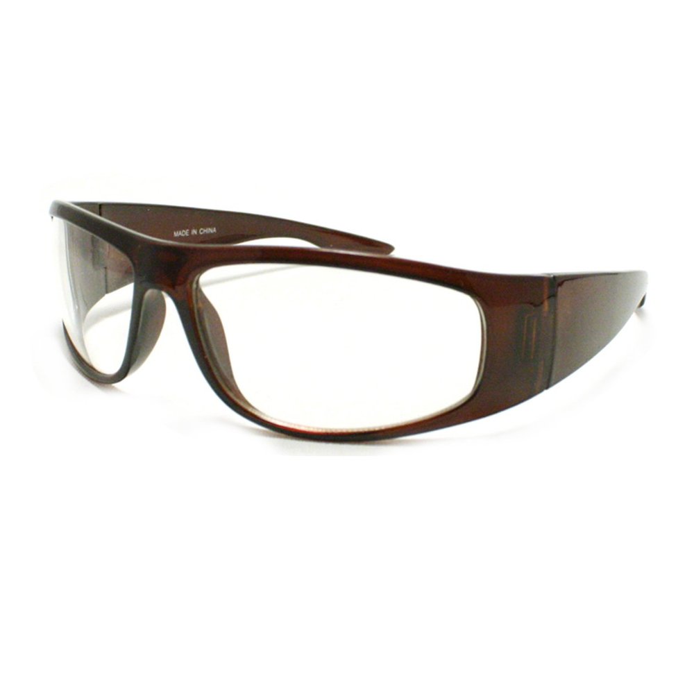 JuicyOrange Mens Biker Eyeglasses Clear Lens Motorcycle Riding Glasses Brown