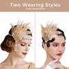 BABEYOND Art Deco 1920's Flapper Great Gatsby Inspired Leaf Medallion Pearl Headband Black Feather view 3