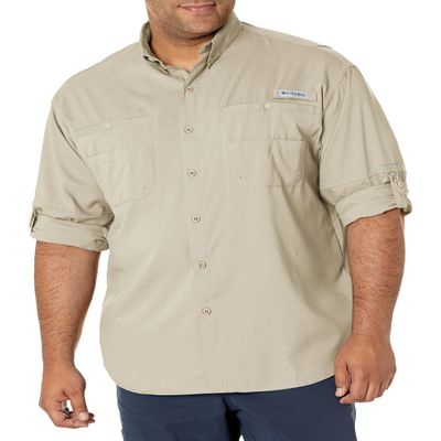 Columbia Mens PFG Tamiami Long Sleeve Fishing Shirt, Fossil, 1X