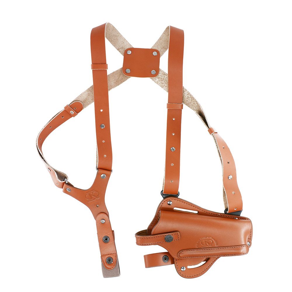 Koltster ALIS445 Leather Vertical-Horizontal Shoulder & Belt Holster RH Fits 9mm .40 .45 Caliber Semi-Autos with 4" Barrel Length (Brown)