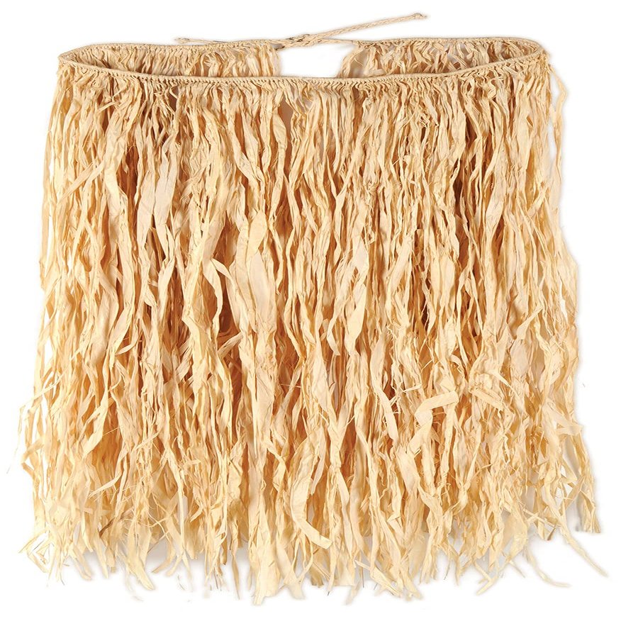 Beistle Adult Size Natural Color Raffia Hula Skirt for Hawaiian Tropical Luau Birthday Parties, Beach Weddings