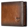 BULLCAPTAIN Wallets for Men with Double Zip Coin Purse Bifold Vintage Genuine Leather Slim Front Pocket Wallet Money Clip QB-5#3(Brown) view 1