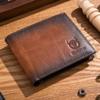BULLCAPTAIN Wallets for Men with Double Zip Coin Purse Bifold Vintage Genuine Leather Slim Front Pocket Wallet Money Clip QB-5#3(Brown) view 2