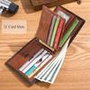 BULLCAPTAIN Wallets for Men with Double Zip Coin Purse Bifold Vintage Genuine Leather Slim Front Pocket Wallet Money Clip QB-5#3(Brown) view 4