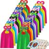 ADJOY Superhero Capes and Masks 24 Sets for Kids with Superhero Stickers Decoration - Superhero Themed Birthday Party Capes view 1