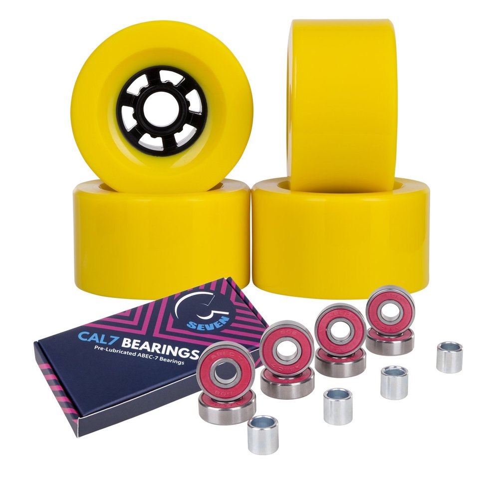 Cal 7 83mm 78A Cruiser Skateboard Wheels, Longboard Flywheel (Solid Neon Yellow)