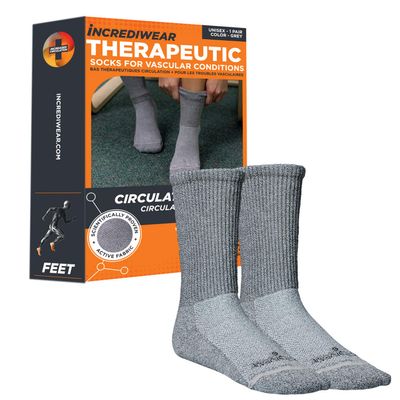 Incrediwear Circulation Socks  Womens and Mens Crew Socks (Grey, Medium)