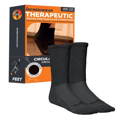 Incrediwear Circulation Socks  Womens and Mens Crew Socks (Black, Medium)