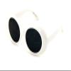 V.W.E. Vintage Sunglasses UV400 Bold Retro Oval Mod Thick Frame Sunglasses Clout Goggles with Round Lens (White, Black) view 1