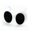 V.W.E. Vintage Sunglasses UV400 Bold Retro Oval Mod Thick Frame Sunglasses Clout Goggles with Round Lens (White, Black) view 2