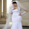 Bridal Wedding Veil Ivory 2 Tiers Long Cathedral Length Standard Cut Edge view 2