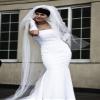 Bridal Wedding Veil Ivory 2 Tiers Long Cathedral Length Standard Cut Edge view 3