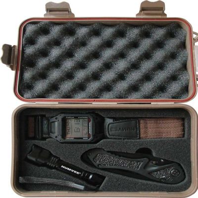 Humvee HMV-RCN-RM1 Recon Mission Kit with Digital Watch, Knife and Tactical LED Flashlight, Black and Tan)