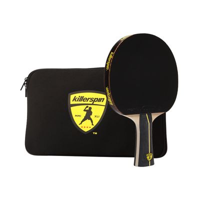 Killerspin Jet Black Ping Pong Paddle - Table Tennis Rackets for Beginner & Advanced Table Tennis Players - Flared Handle  Control with Comfort
