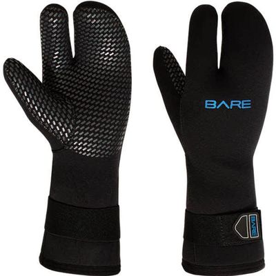 Bare 7MM 3-Finger Mitt | Designed for Scuba Diving in Colder Waters | 3 Finger Design Provides Extra Warmth by Keeping Fingers Closer Together | Velcro Strap ensures minimizes Water exhange | 2XS