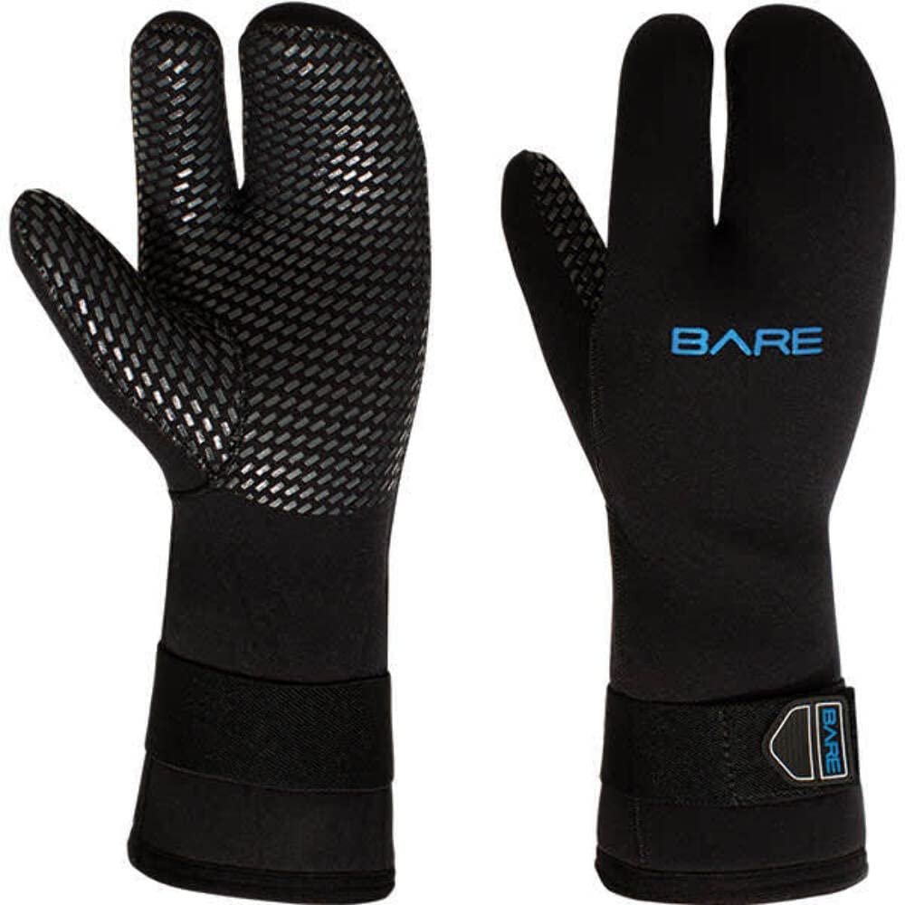 Bare 7MM 3-Finger Mitt | Designed for Scuba Diving in Colder Waters | 3 Finger Design Provides Extra Warmth by Keeping Fingers Closer Together | Velcro Strap ensures minimizes Water exhange | 2XS