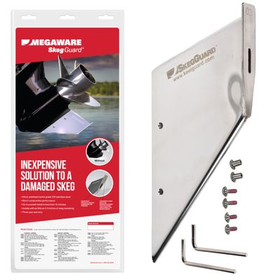 MEGAWARE KEELGUARD 27331 SKEGGUARD Fits Yamaha 30 & 60hp 4 Stroke 2002-Present, 40-50hp 1997-Pres, 316 Marine-Grade Stainless Steel Guard Protector with Drain, Prevent Damage, DIY Fix Broken Skeg