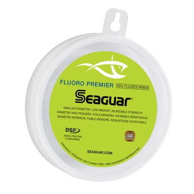 Seaguar Fluoro Premier 100% Fluorocarbon Fishing Line Leader, 15lbs, 25yds Break Strength/Length, Clear - 15FP25