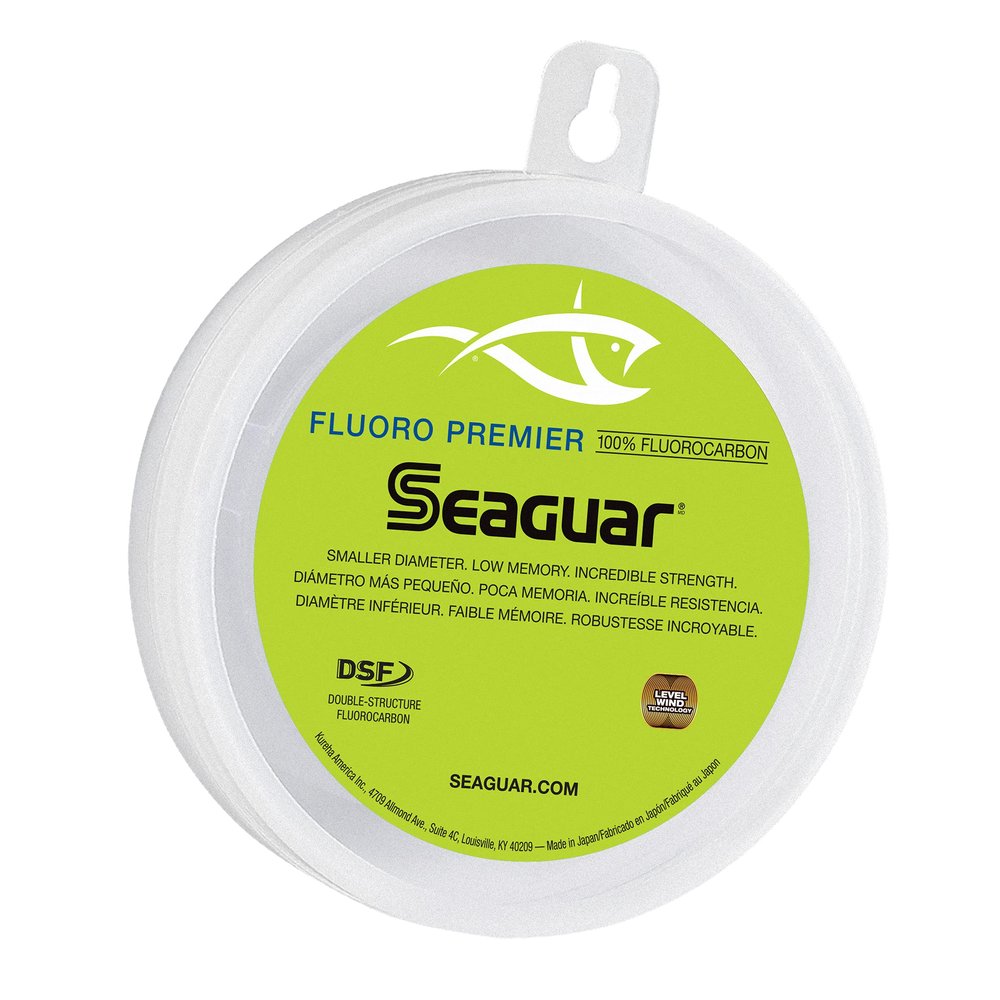 Seaguar Fluoro Premier 100% Fluorocarbon Fishing Line Leader, 15lbs, 25yds Break Strength/Length, Clear - 15FP25