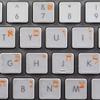 Hebrew Keyboard Stickers with Orange Lettering ON Transparent Background Work with Apple view 1